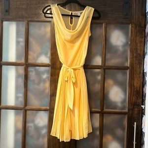 Yellow modest houndstooth dress waist tie sheer with lining 2